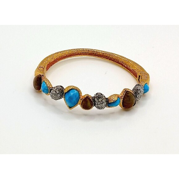 Alexis Bittar Elements Cholulian Turquoise, Labradorite & Crystal Cluster Bangle - Picture 11 of 13